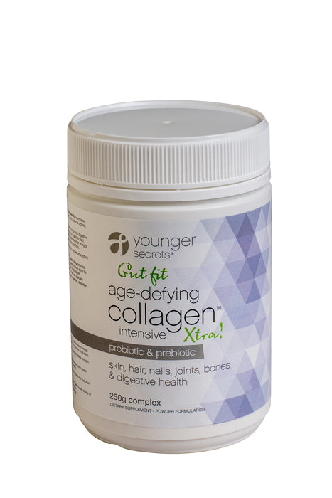 Gut Fit Age-Defying Collagen™ Intensive Xtra! & Age-Defying Collagen™ Intensive (Matcha, Vanilla, Cranberry or Taste free) Pack.... Two months supply
