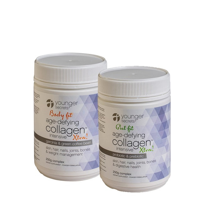 age-defying collagen™ intensive xtra! combo pack - two months supply (choose any 2: Body Fit, Gut Fit, Turmeric, Supa-Greens, Stress Less or Kombucha)