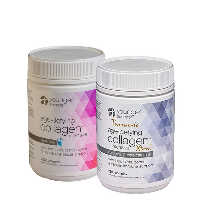 Turmeric Age-Defying Collagen™ Intensive Xtra! & Age-Defying Collagen™ Intensive (Matcha, Vanilla, Cranberry or Taste Free) Pack.... Two months supply